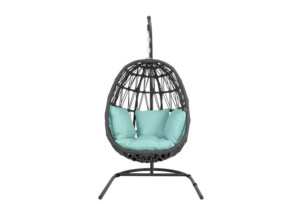 Sunset West - Milano Hanging Chair in Dupione Celeste w/ Self Welt - SW4101-HC-8067 veiw 1
