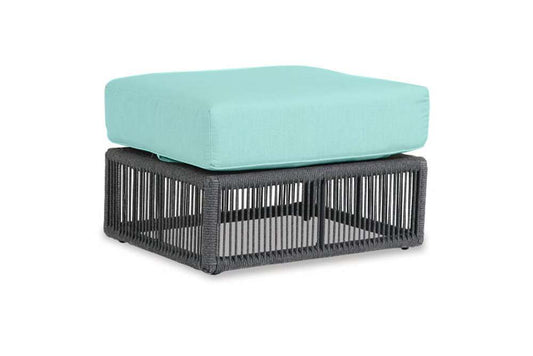 Sunset West - Milano Ottoman in Dupione Celeste w/ Self Welt - SW4101-OTT-8067 veiw 1