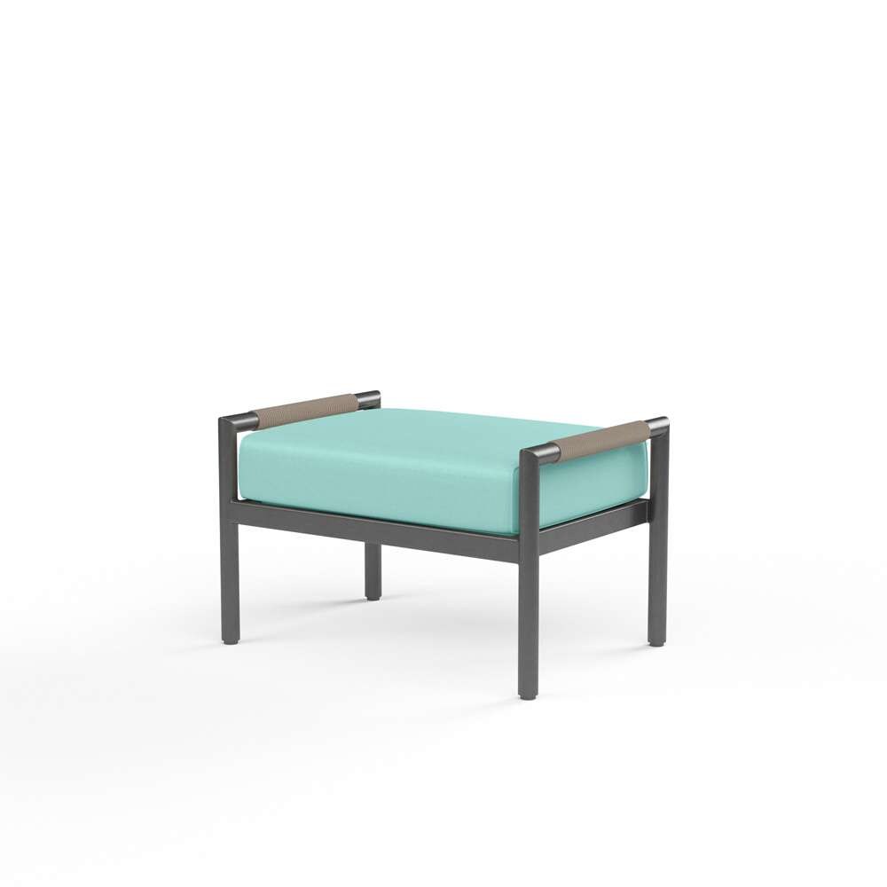 Sunset West - Pietra Ottoman in Dupione Celeste, No Welt - SW4601-OTT-8067 veiw 1
