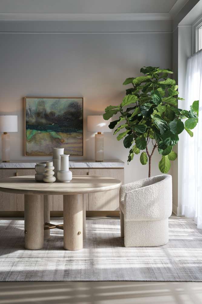 Century Furniture - Cadence Sand Cerused Round Dining Table  - CA2-305 veiw 5