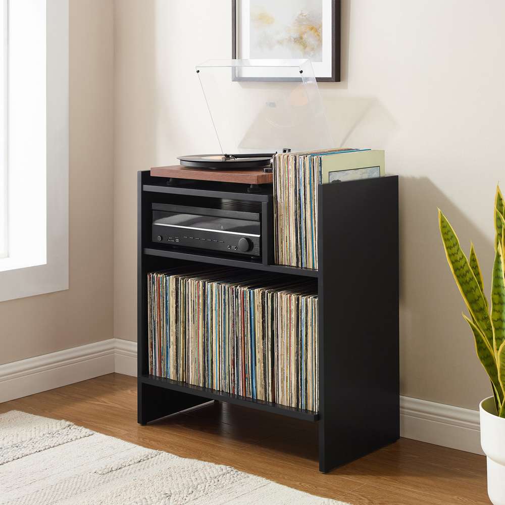 Crosley Furniture - Portland Record Player Stand Record Player Stand - CF1145-BK veiw 2