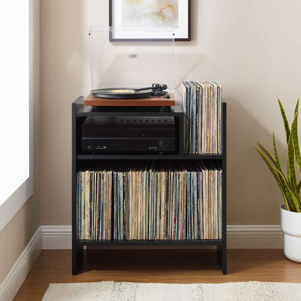Crosley Furniture - Portland Record Player Stand Record Player Stand - CF1145-BK veiw 3