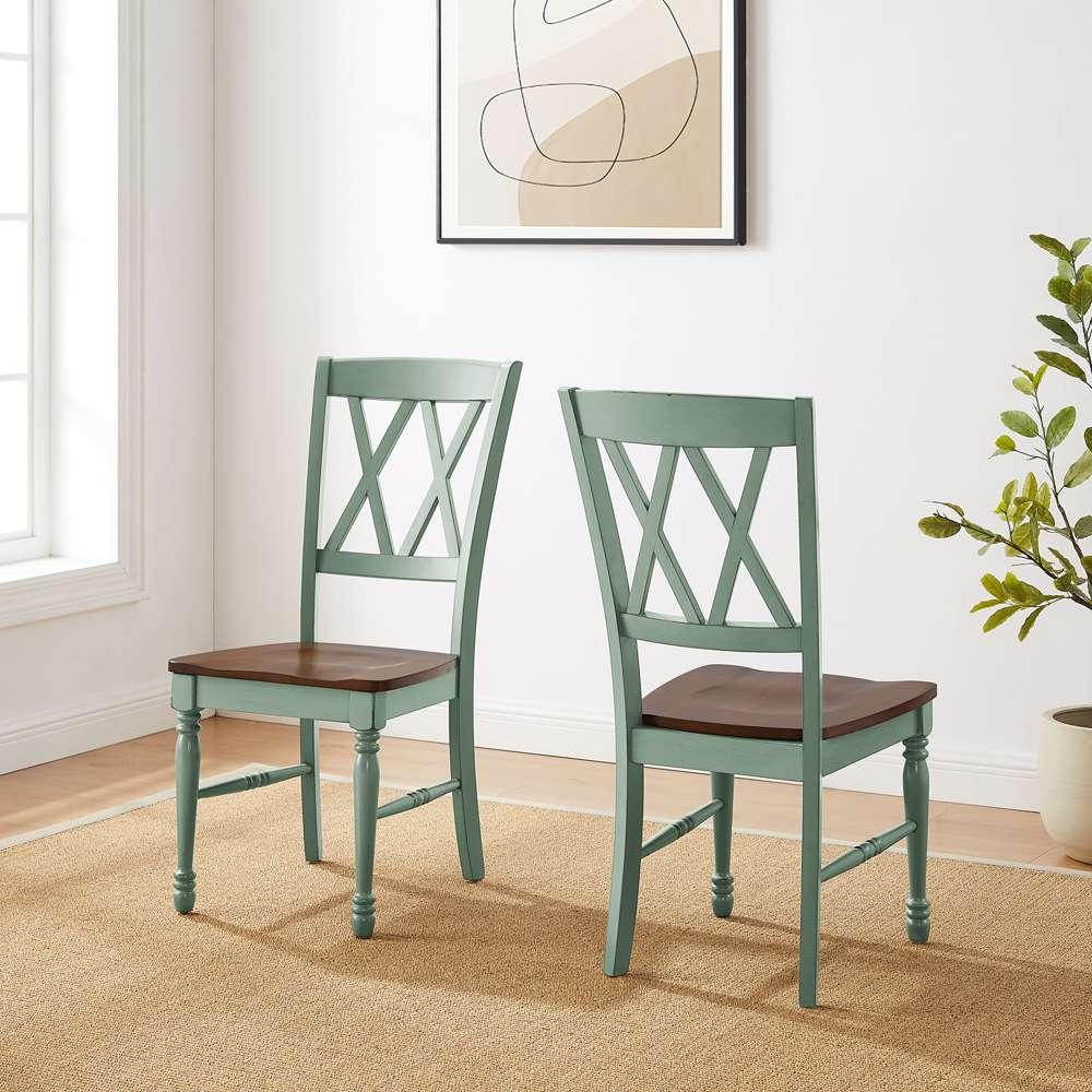 Crosley Furniture - Shelby 2-Piece Dining Chair Set Distressed Teal - 2 Chairs - CF501018-TL veiw 2