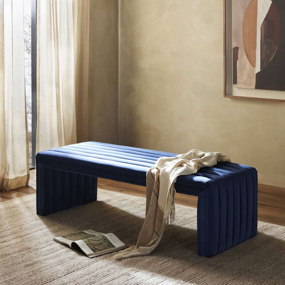 Four Hands - Augustine Bench - Sapphire Navy - 230152-003 veiw 4
