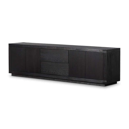Four Hands - Bennett - Warby Media Console - Worn Black Oak - 236405-003 veiw 1