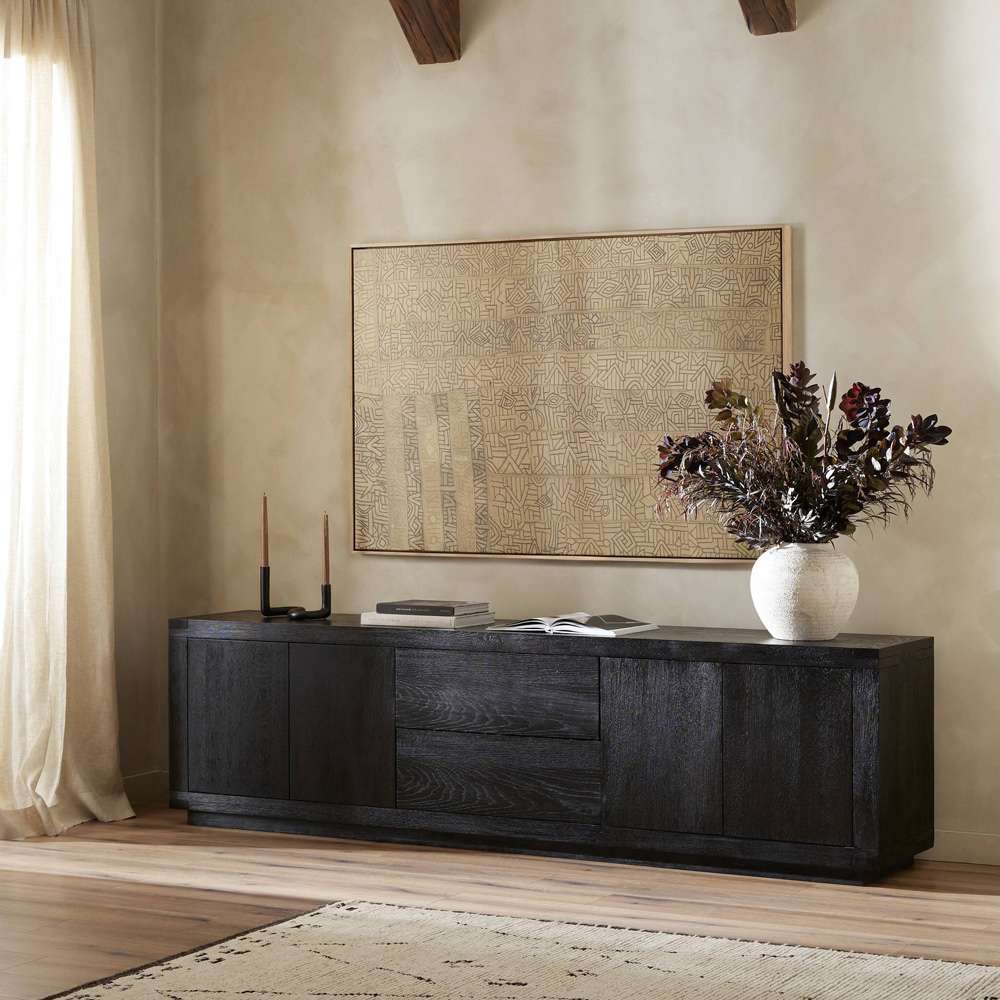 Four Hands - Bennett - Warby Media Console - Worn Black Oak - 236405-003 veiw 8