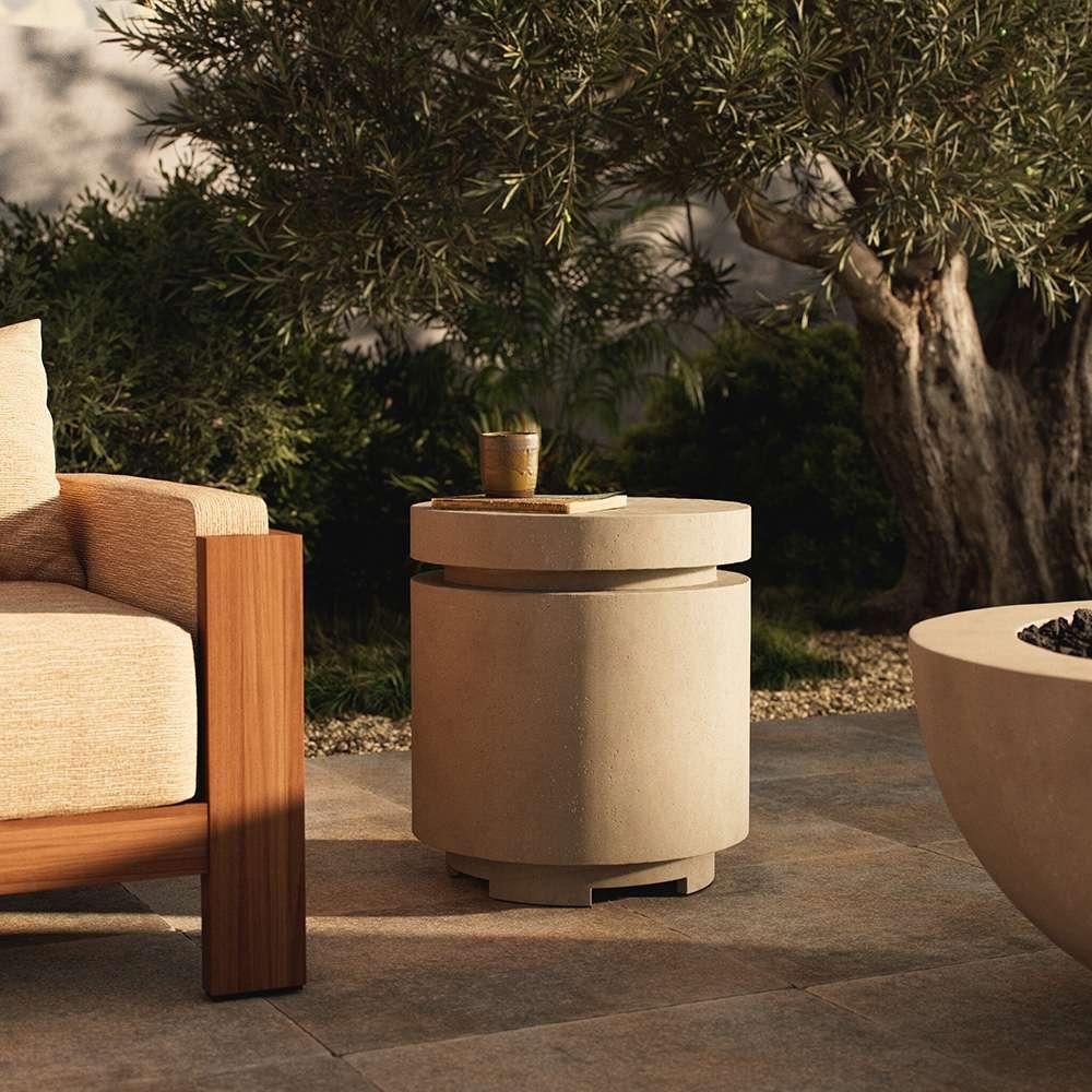 Four Hands - Falco - Higgins Outdoor Round Propane Enclosure Table - Natural Concrete - 243850-001 veiw 3