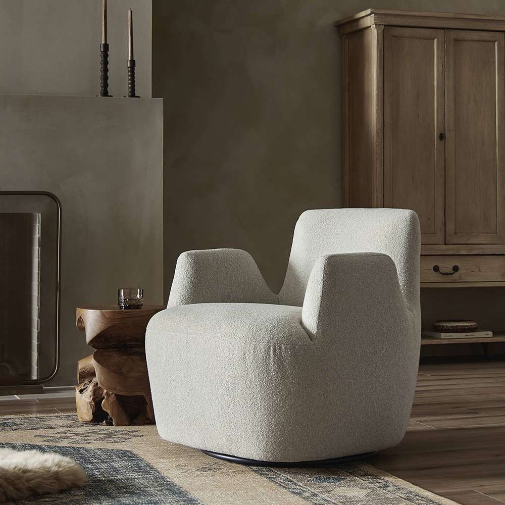 Four Hands - Farrow - Reed Swivel Chair - Crete Pebble - 240664-001 veiw 12