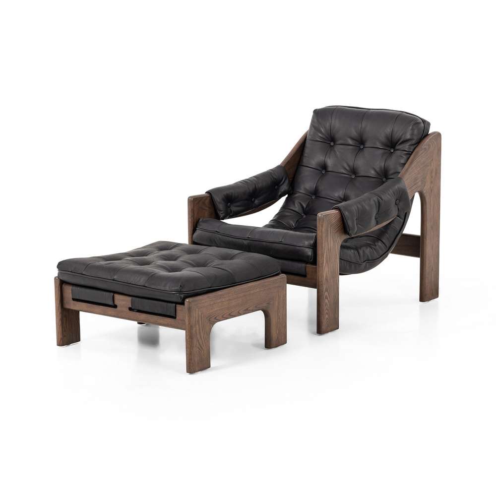 Four Hands - Halston Chair With Ottoman - Heirloom Black - 237803-003 veiw 1