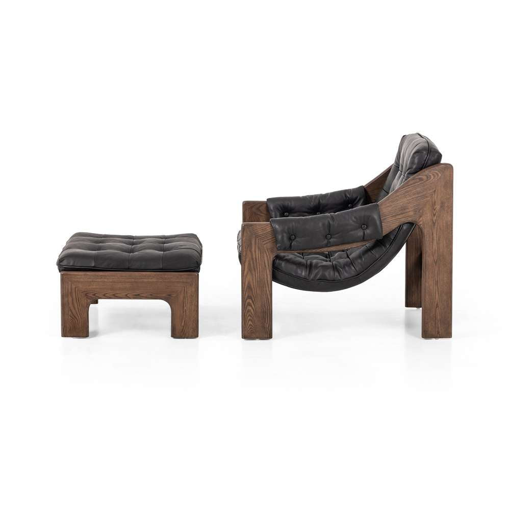 Four Hands - Halston Chair With Ottoman - Heirloom Black - 237803-003 veiw 7