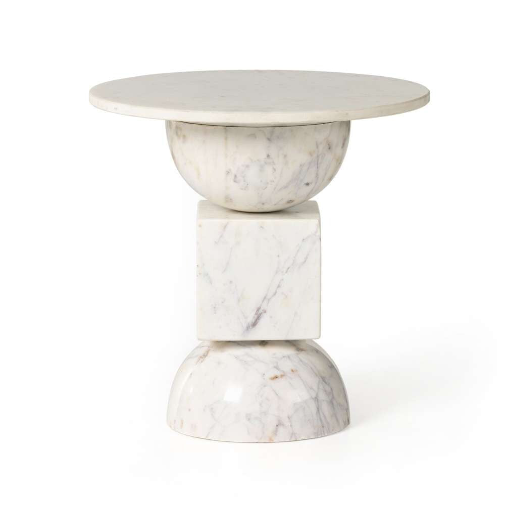 Four Hands - Neda End Table - Polished White Marble - 228902-003 veiw 2