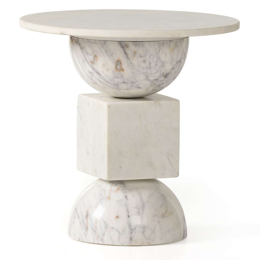 Four Hands - Neda End Table - Polished White Marble - 228902-003 veiw 6