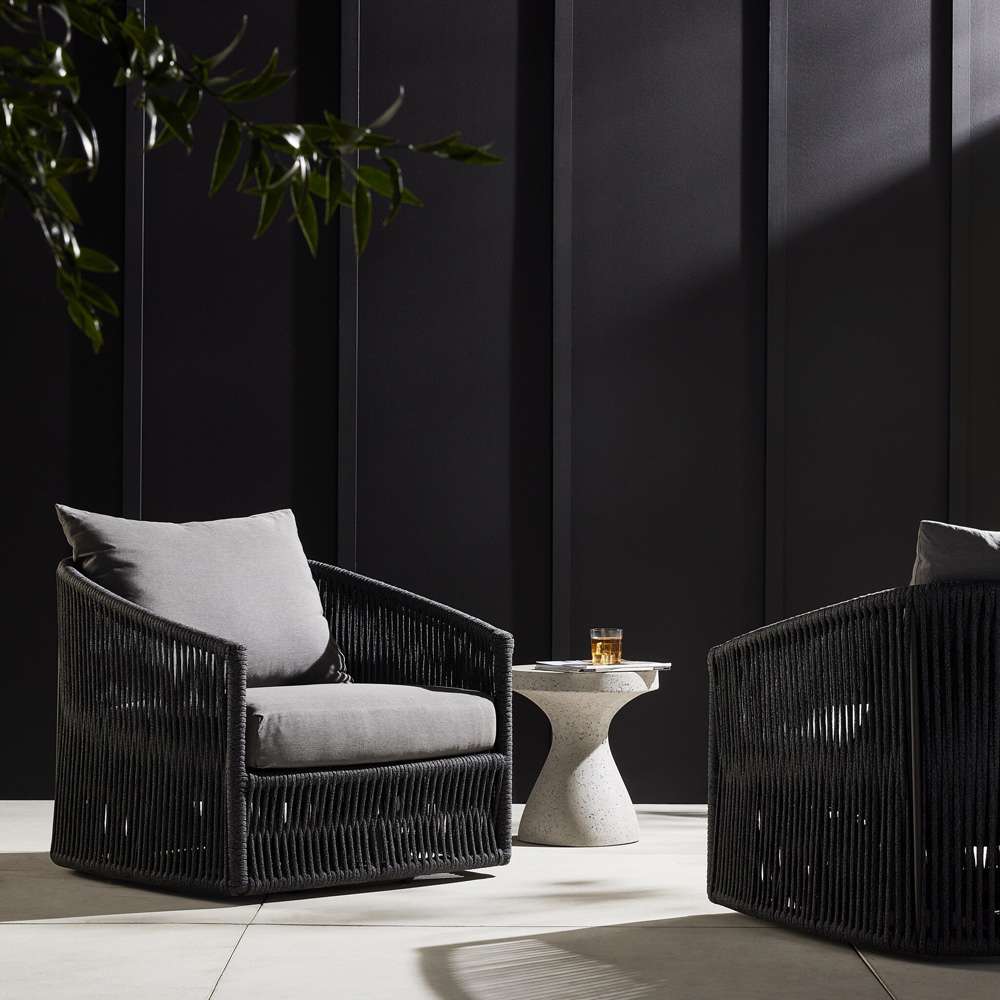 Four Hands - Solano - Porto Outdoor Swivel Chair - Venao Charcoal - 236754-001 veiw 8