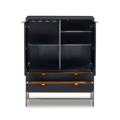 Four Hands - Trey Bar Cabinet - Black Wash Poplar - 236606-002 veiw 6