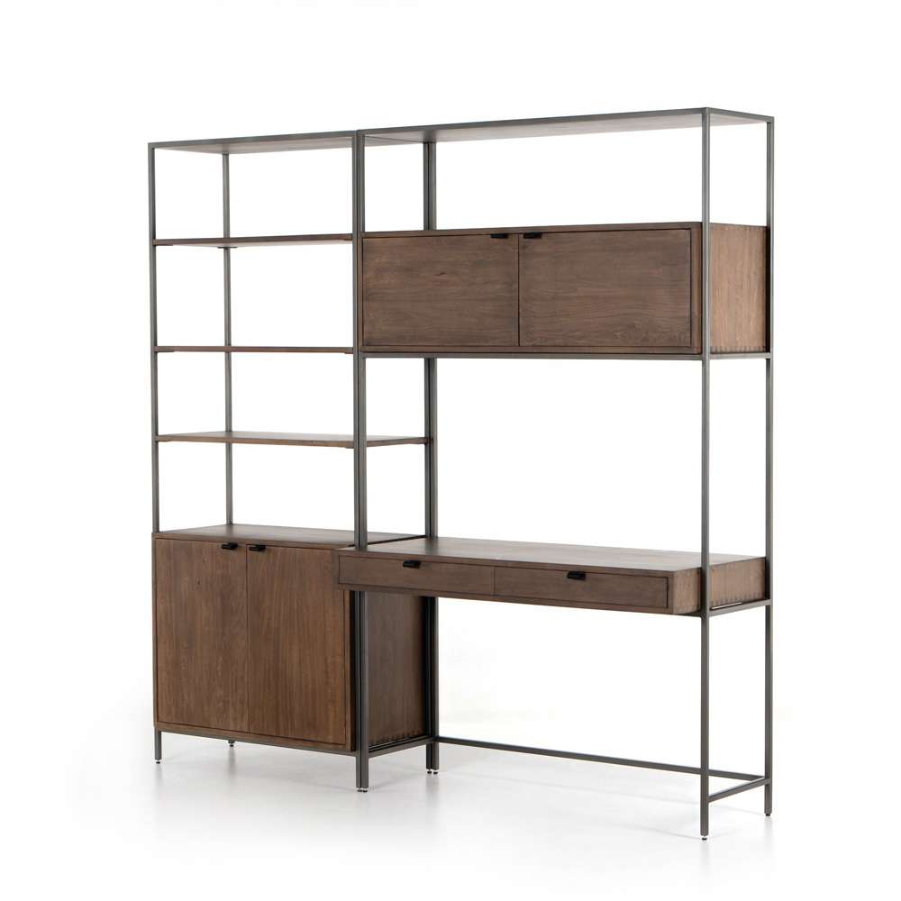 Four Hands - Trey Modular Wall Desk With 1 Bookcase - Auburn Poplar - 228709-001 veiw 1