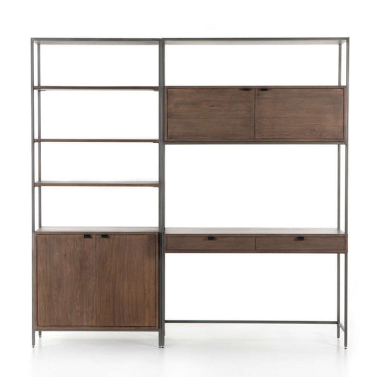 Four Hands - Trey Modular Wall Desk With 1 Bookcase - Auburn Poplar - 228709-001 veiw 2