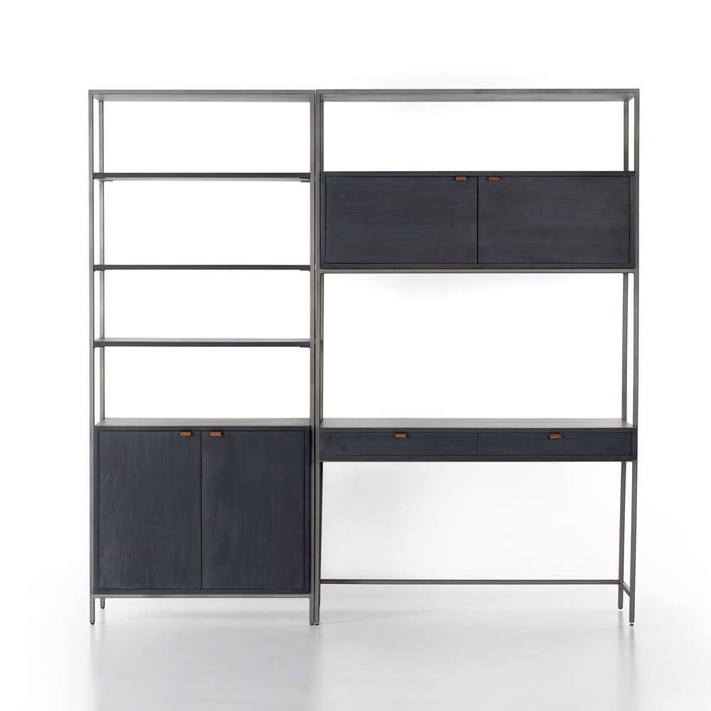 Four Hands - Trey Modular Wall Desk With 1 Bookcase - Black Wash Poplar - 228709-002 veiw 2