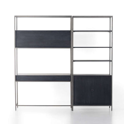 Four Hands - Trey Modular Wall Desk With 1 Bookcase - Black Wash Poplar - 228709-002 veiw 3