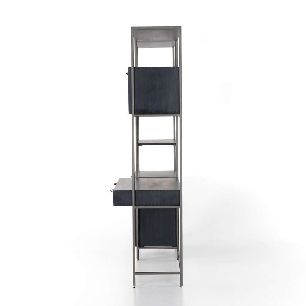 Four Hands - Trey Modular Wall Desk With 1 Bookcase - Black Wash Poplar - 228709-002 veiw 7