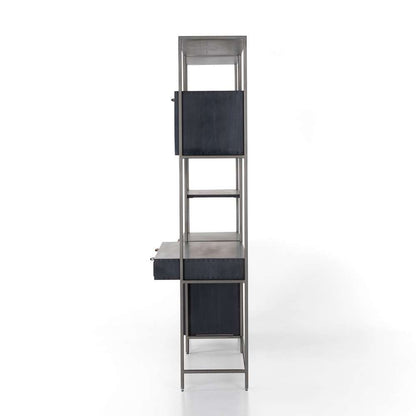 Four Hands - Trey Modular Wall Desk With 1 Bookcase - Black Wash Poplar - 228709-002 veiw 7