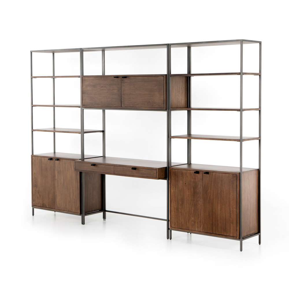 Four Hands - Trey Modular Wall Desk With 2 Bookcases - Auburn Poplar - 228708-002 veiw 1