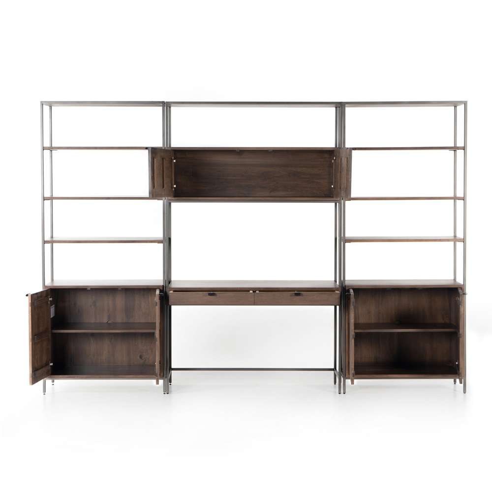 Four Hands - Trey Modular Wall Desk With 2 Bookcases - Auburn Poplar - 228708-002 veiw 5