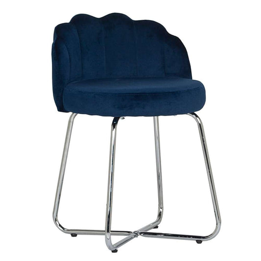 Hillsdale Furniture - Catalina Metal Vanity Stool, Chrome with Dark Blue Fabric - 51107 veiw 1