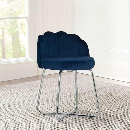 Hillsdale Furniture - Catalina Metal Vanity Stool, Chrome with Dark Blue Fabric - 51107 veiw 2