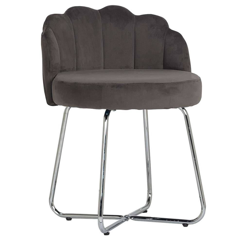 Hillsdale Furniture - Catalina Metal Vanity Stool, Chrome with Dark Gray Fabric - 51106 veiw 1