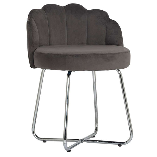 Hillsdale Furniture - Catalina Metal Vanity Stool, Chrome with Dark Gray Fabric - 51106 veiw 1