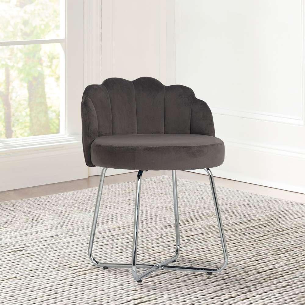 Hillsdale Furniture - Catalina Metal Vanity Stool, Chrome with Dark Gray Fabric - 51106 veiw 2