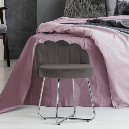 Hillsdale Furniture - Catalina Metal Vanity Stool, Chrome with Dark Gray Fabric - 51106 veiw 4