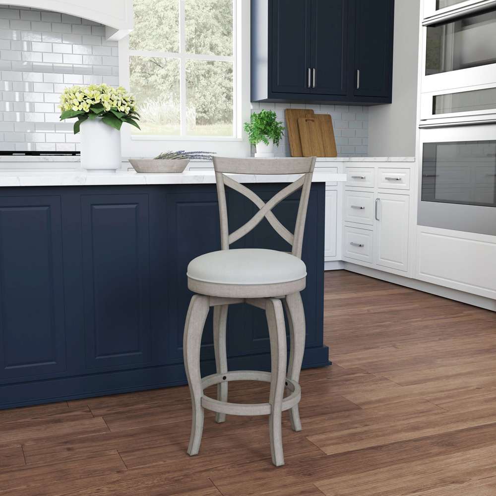 Hillsdale Furniture - Ellendale Wood Counter Height Swivel Stool, Aged Gray with Fog Gray Fabric - 5304-827 veiw 2
