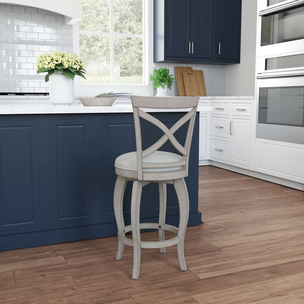 Hillsdale Furniture - Ellendale Wood Counter Height Swivel Stool, Aged Gray with Fog Gray Fabric - 5304-827 veiw 3