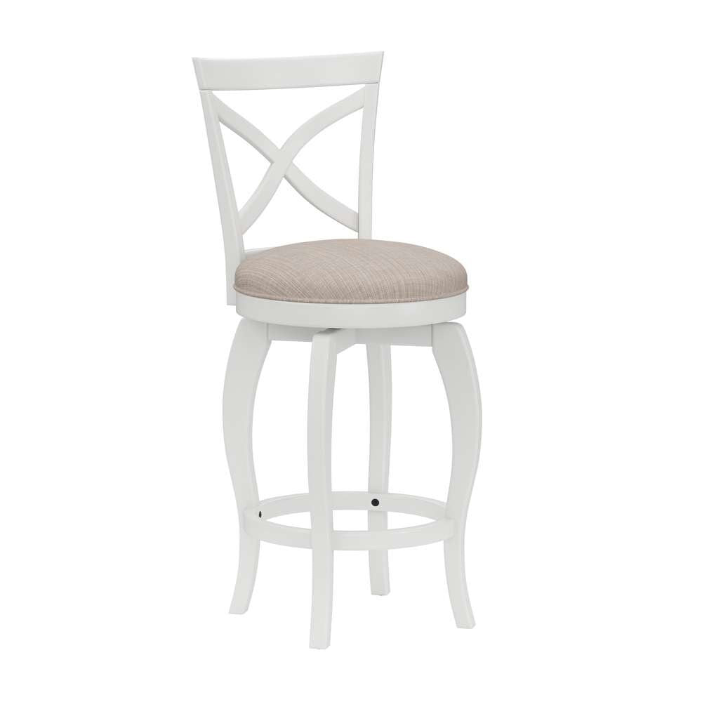 Hillsdale Furniture - Ellendale Wood Counter Height Swivel Stool, White with Beige Fabric - 5304-826 veiw 1