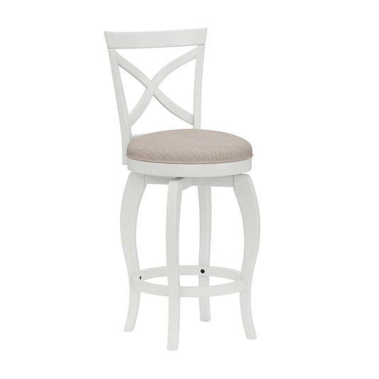 Hillsdale Furniture - Ellendale Wood Counter Height Swivel Stool, White with Beige Fabric - 5304-826 veiw 1
