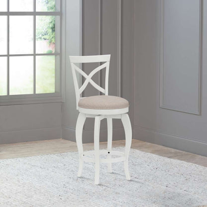 Hillsdale Furniture - Ellendale Wood Counter Height Swivel Stool, White with Beige Fabric - 5304-826 veiw 3