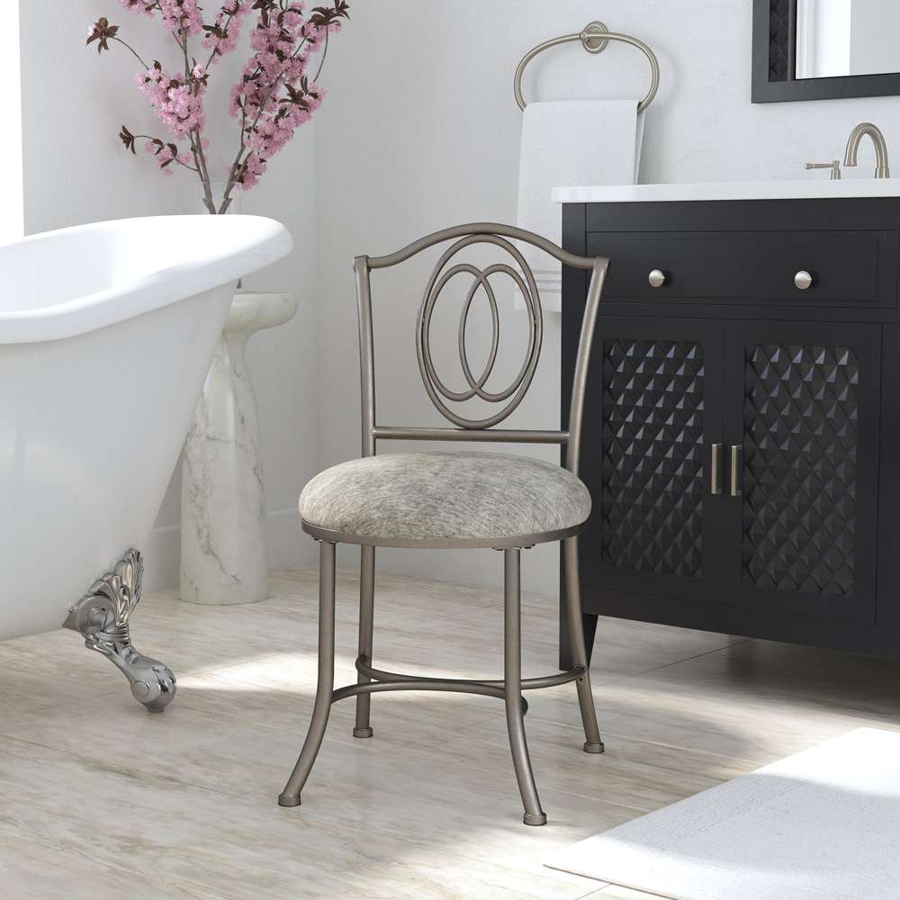 Hillsdale Furniture - Emerson Metal Vanity Stool, Pewter - 51053A veiw 2