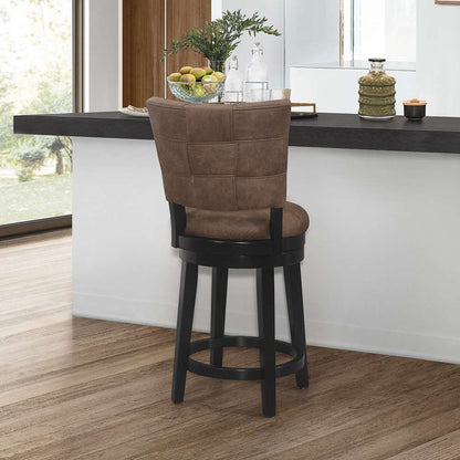 Hillsdale Furniture - Kaede Wood and Upholstered Counter Height Swivel Stool, Black with Chestnut Faux Leather - 4355-829 veiw 3