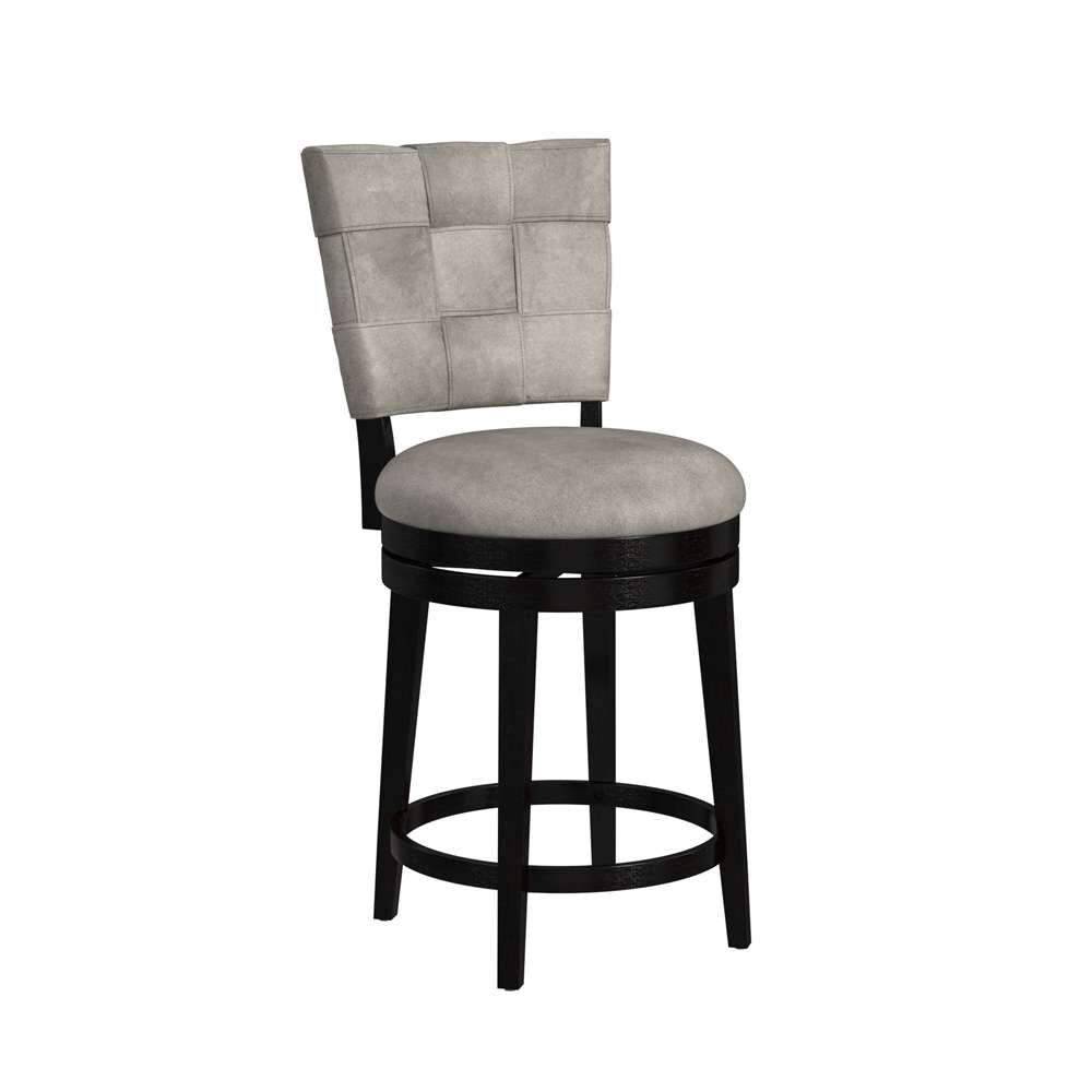 Hillsdale Furniture - Kaede Wood and Upholstered Counter Height Swivel Stool, Black with Weathered Granite Gray Faux Leather - 4355-828 veiw 1