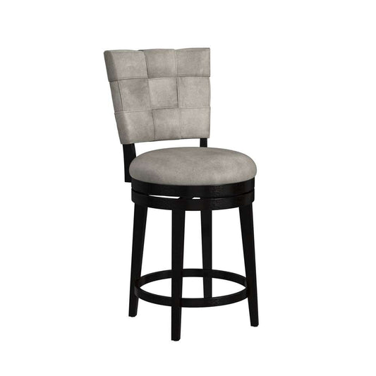 Hillsdale Furniture - Kaede Wood and Upholstered Counter Height Swivel Stool, Black with Weathered Granite Gray Faux Leather - 4355-828 veiw 1