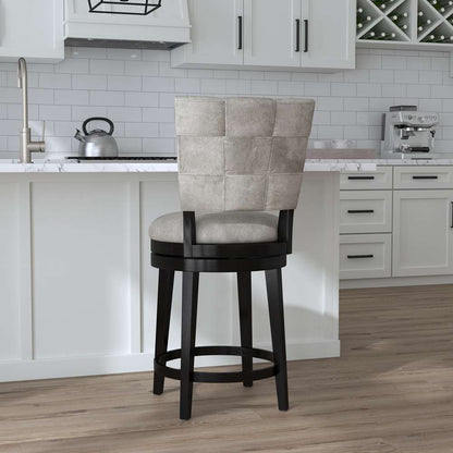 Hillsdale Furniture - Kaede Wood and Upholstered Counter Height Swivel Stool, Black with Weathered Granite Gray Faux Leather - 4355-828 veiw 3