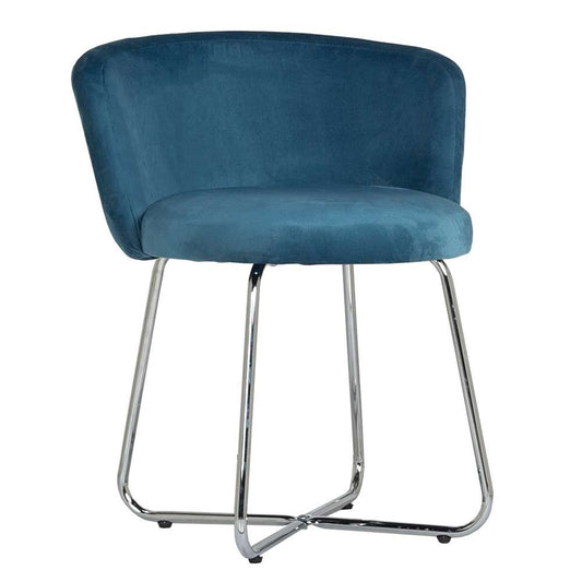 Hillsdale Furniture - Marisol Metal Vanity Stool, Chrome with Blue Fabric - 51108 veiw 1