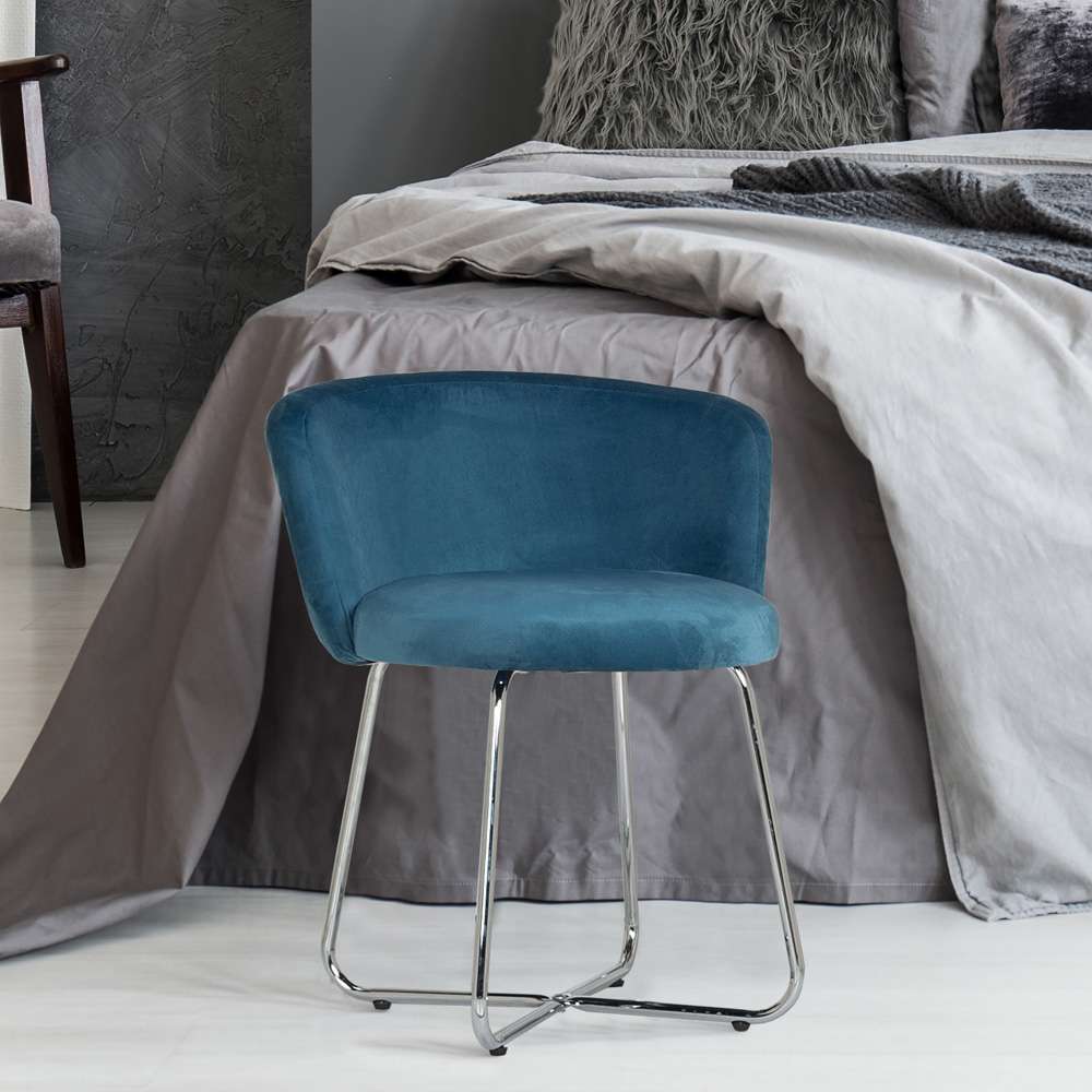 Hillsdale Furniture - Marisol Metal Vanity Stool, Chrome with Blue Fabric - 51108 veiw 4