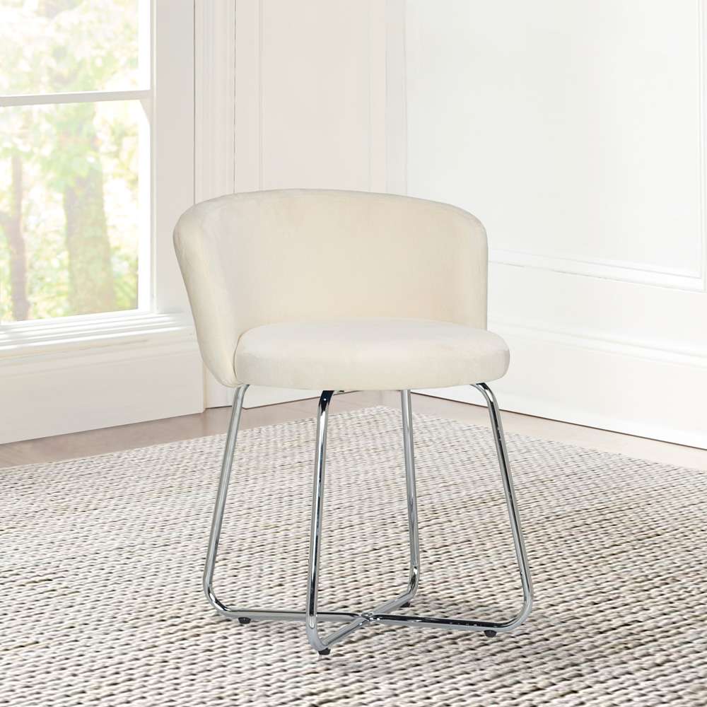 Hillsdale Furniture - Marisol Metal Vanity Stool, Chrome with Off White Fabric - 51109 veiw 2