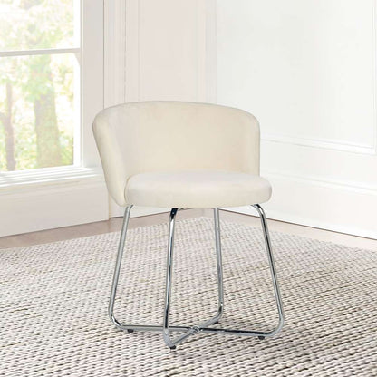 Hillsdale Furniture - Marisol Metal Vanity Stool, Chrome with Off White Fabric - 51109 veiw 2