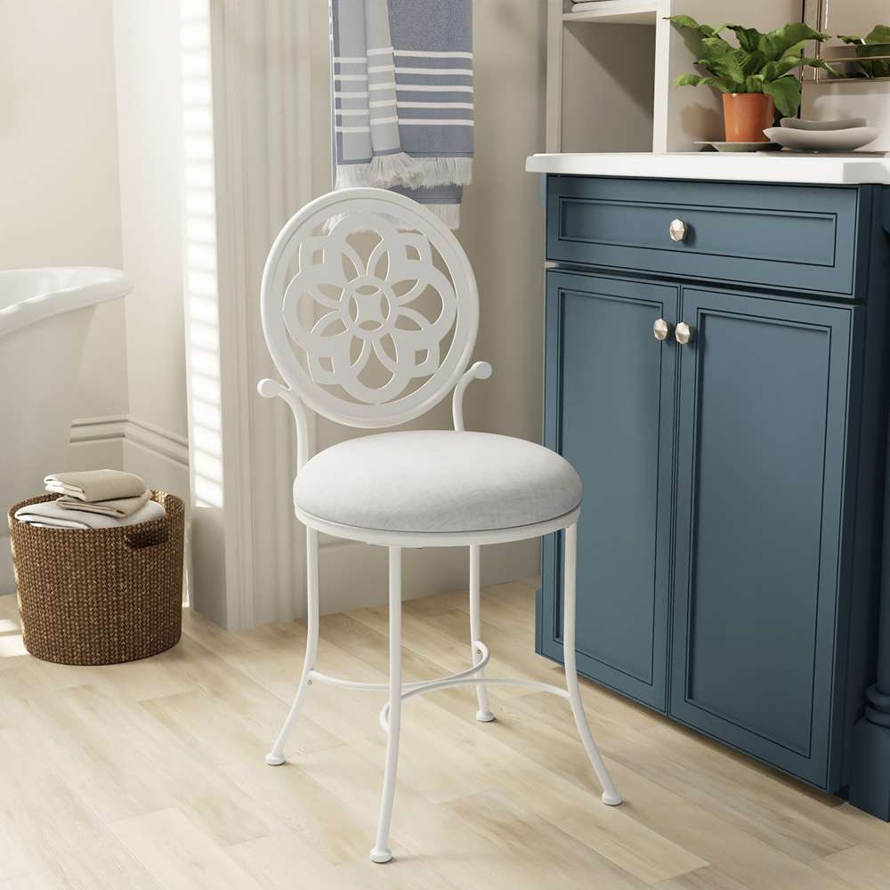 Hillsdale Furniture - Marsala Metal Vanity Stool, Off White - 51120 veiw 2
