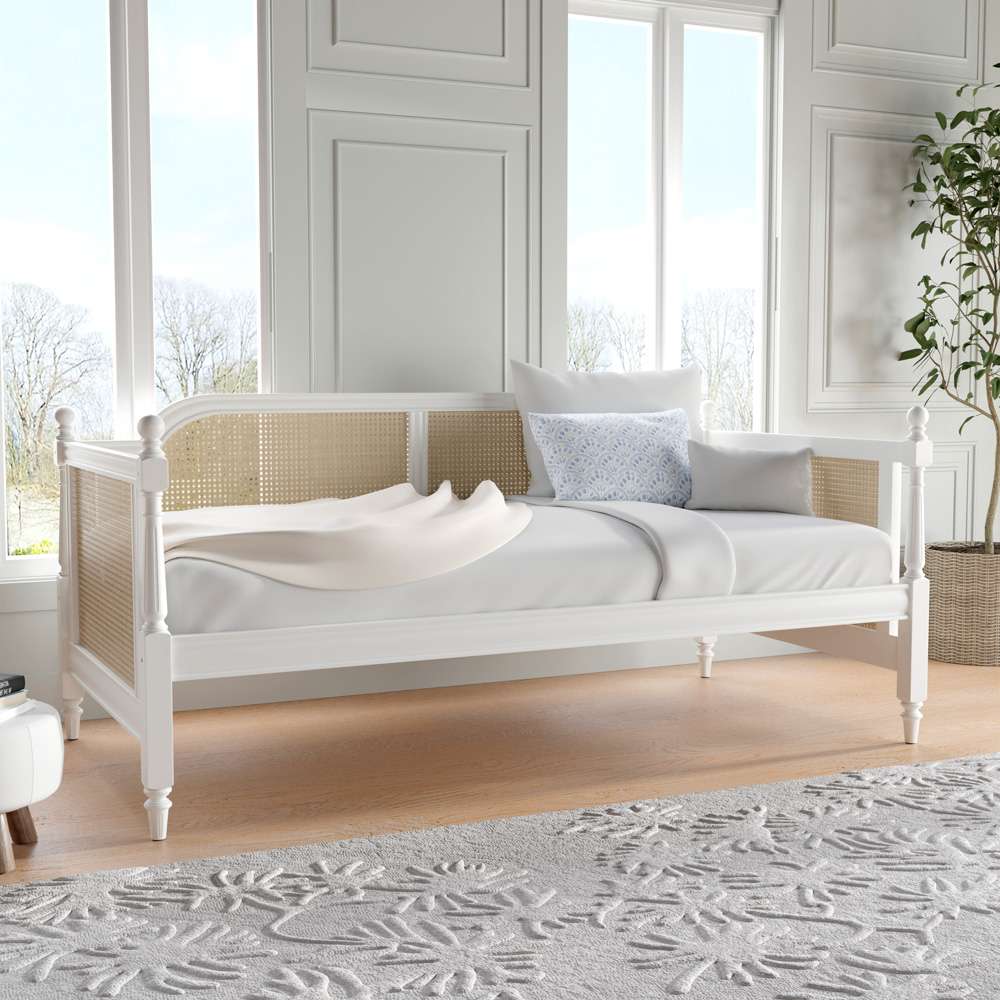 Hillsdale Furniture - Melanie Wood and Cane Twin Daybed, White - 2167DB veiw 2