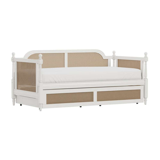 Hillsdale Furniture - Melanie Wood and Cane Twin Daybed with Trundle, White - 2167DBT veiw 1