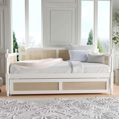 Hillsdale Furniture - Melanie Wood and Cane Twin Daybed with Trundle, White - 2167DBT veiw 3